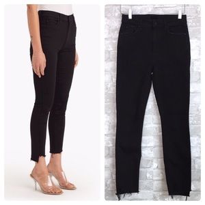 MOTHER | Stunner Zip Ankle Step Fray Black Jean